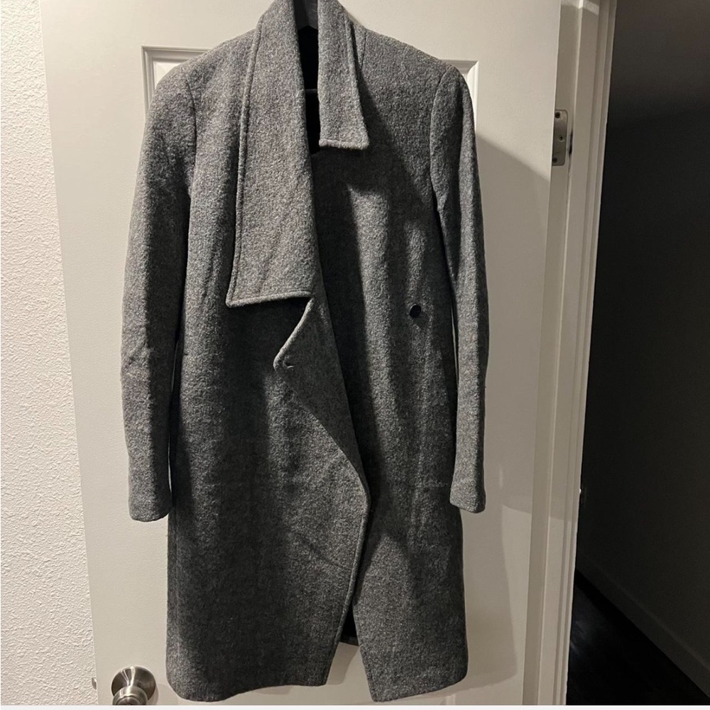 All Saints Charcoal 100% Wool Coat